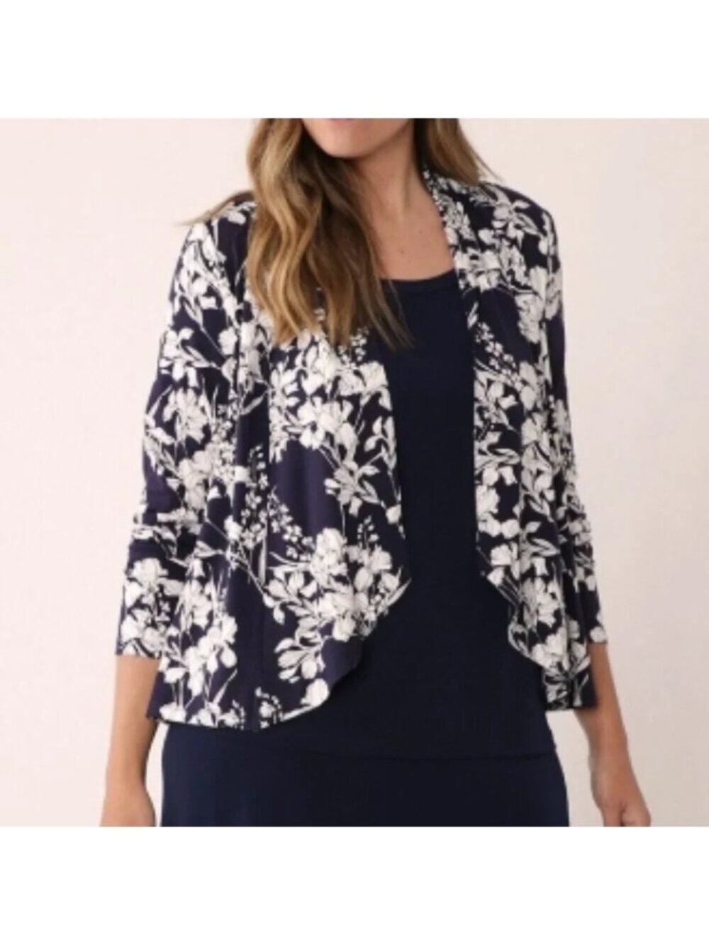 NEW Kim & Co. Navy Blue & White Floral Lightweight Cardigan - XS